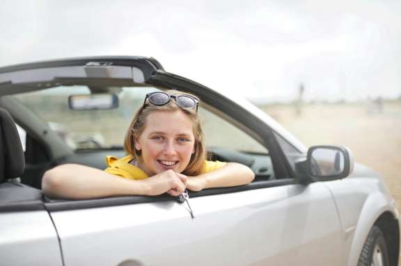 Girl in car