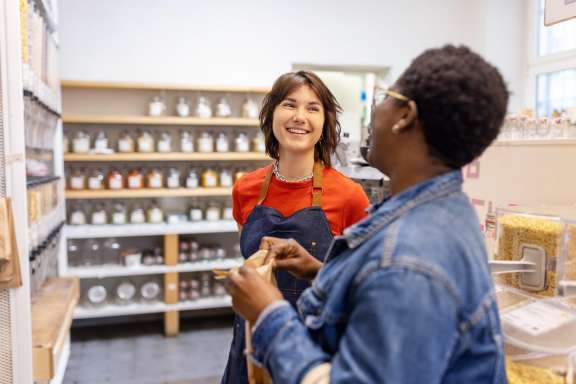 Woman Owner with Customer