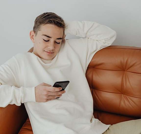 Man on phone mobile app